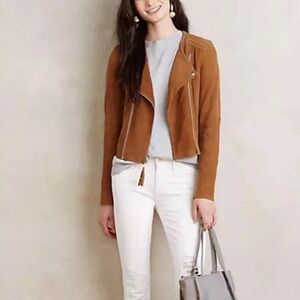 Paige Tiana Crop Suede Moto Jacket